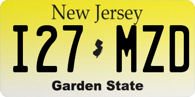 NJ license plate I27MZD