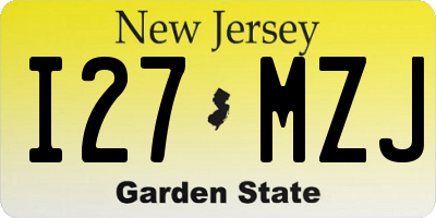 NJ license plate I27MZJ