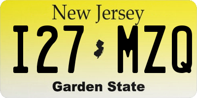 NJ license plate I27MZQ