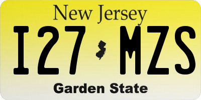 NJ license plate I27MZS