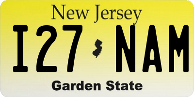 NJ license plate I27NAM