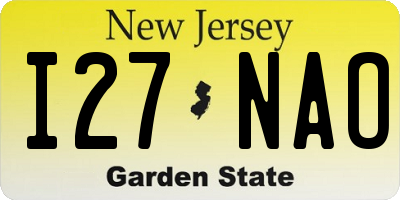NJ license plate I27NAO
