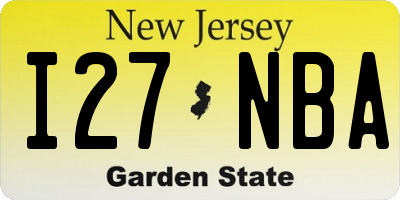 NJ license plate I27NBA