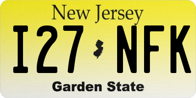 NJ license plate I27NFK