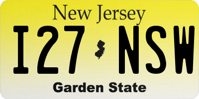 NJ license plate I27NSW