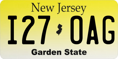 NJ license plate I27OAG