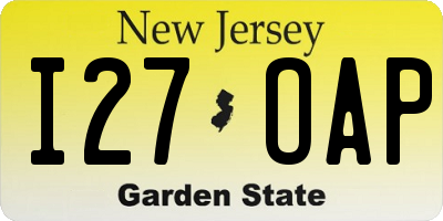 NJ license plate I27OAP