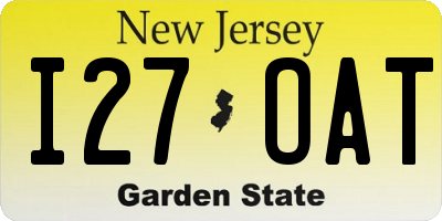 NJ license plate I27OAT