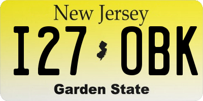 NJ license plate I27OBK