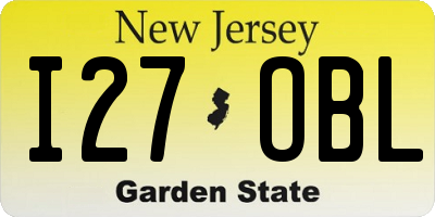 NJ license plate I27OBL