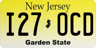 NJ license plate I27OCD