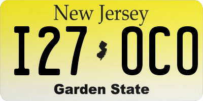 NJ license plate I27OCO