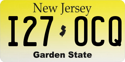 NJ license plate I27OCQ