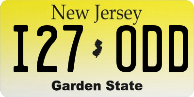 NJ license plate I27ODD