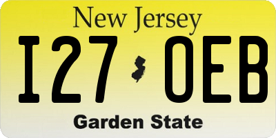 NJ license plate I27OEB
