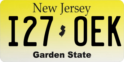 NJ license plate I27OEK