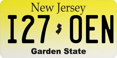NJ license plate I27OEN
