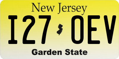 NJ license plate I27OEV