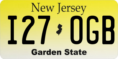 NJ license plate I27OGB
