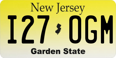 NJ license plate I27OGM
