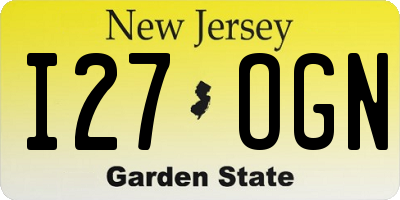 NJ license plate I27OGN