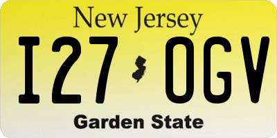 NJ license plate I27OGV
