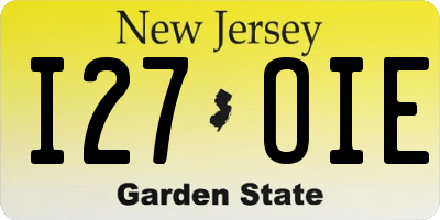 NJ license plate I27OIE