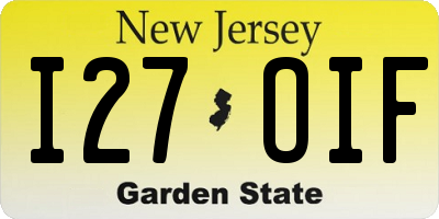 NJ license plate I27OIF