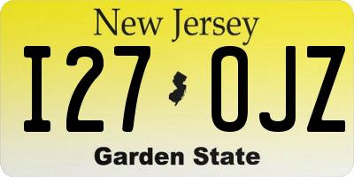 NJ license plate I27OJZ