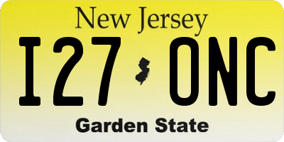 NJ license plate I27ONC