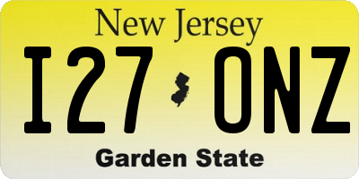 NJ license plate I27ONZ