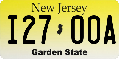 NJ license plate I27OOA