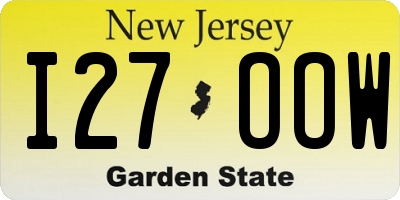 NJ license plate I27OOW