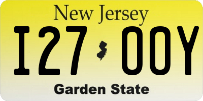 NJ license plate I27OOY