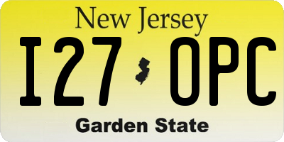 NJ license plate I27OPC