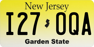 NJ license plate I27OQA