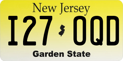 NJ license plate I27OQD