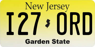 NJ license plate I27ORD