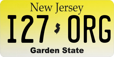 NJ license plate I27ORG