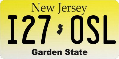 NJ license plate I27OSL