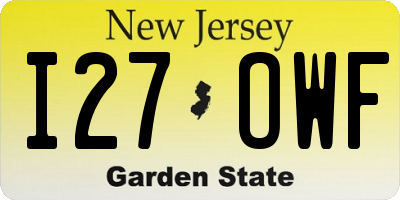NJ license plate I27OWF