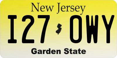 NJ license plate I27OWY