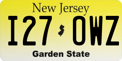 NJ license plate I27OWZ
