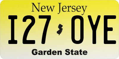 NJ license plate I27OYE