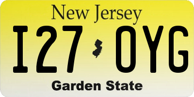 NJ license plate I27OYG
