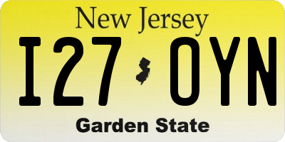 NJ license plate I27OYN