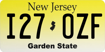 NJ license plate I27OZF