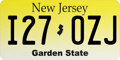 NJ license plate I27OZJ