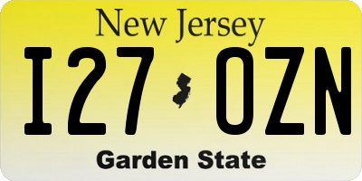 NJ license plate I27OZN