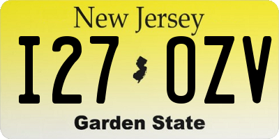 NJ license plate I27OZV